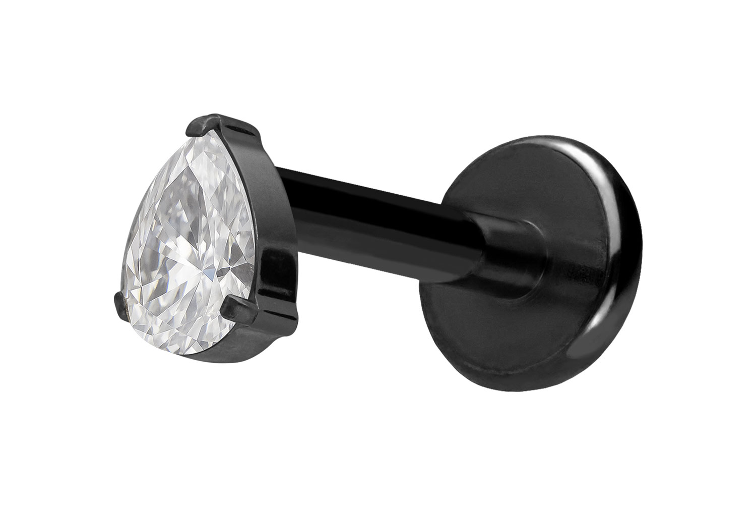 Titan Labret Piercing mit Push Fit KRISTALLTROPFEN